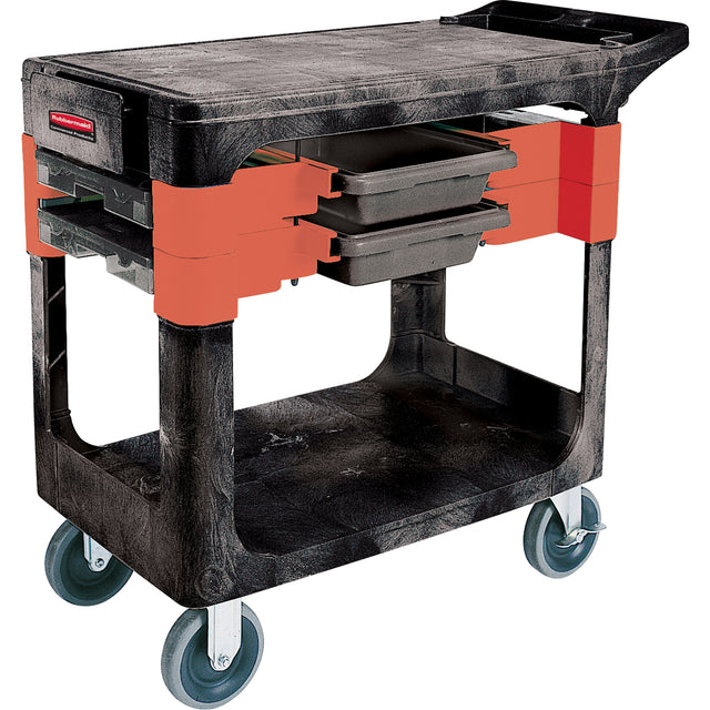 Maintenance Tool Cart, 2 Drawers, 38" L x 19-1/4" W x 33-3/8" H, Black