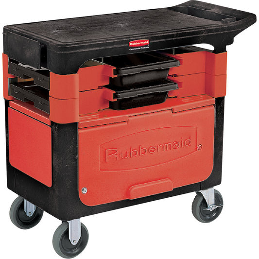 Trades Carts With Lockable Cabinet, 2 Drawers, 38" L x 19-1/4" W x 33-3/8" H, Black