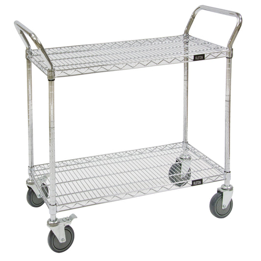 Wire Mesh Utility Cart, Chrome Plated, 30" x 39" x 18", 800 lbs. Capacity