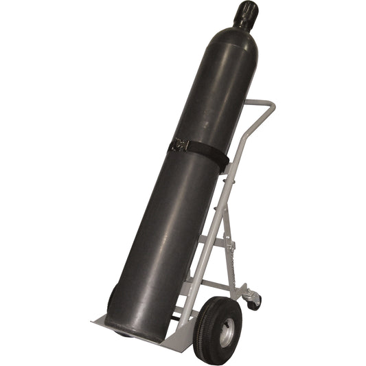 Four-Wheel Cylinder Hand Trucks, Pneumatic Wheels, 10" W x 8" L Base, 1000 lbs.