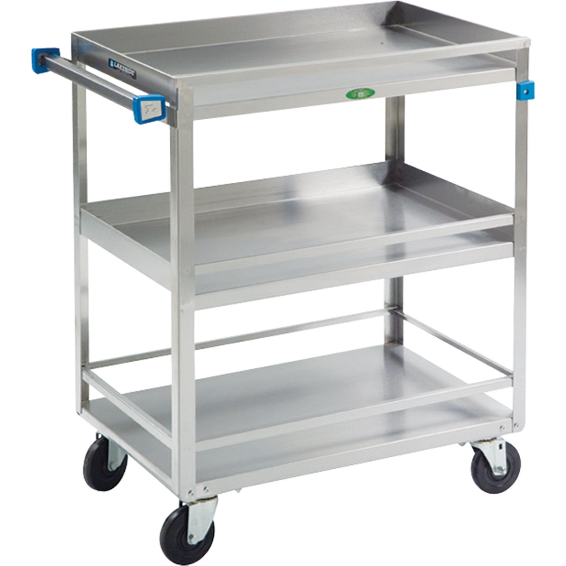 Guard Rail Carts, 3 Tiers, 19" W x 34-3/4" H x 31" D, 500 lbs. Capacity