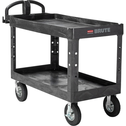 Heavy-Duty Utility Cart, 2 Tiers, 25-1/4" x 33-1/4" x 55", 750 lbs. Capacity