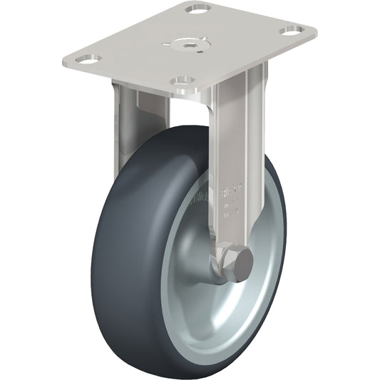 Caster, Rigid, 4" (101.6 mm), Rubber, 240 lbs. (108 kg.)