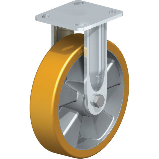Heavy-Duty Kingpinless Caster, Rigid, 8" (203.2 mm), Polyurethane, 1250 lbs. (567 kg.)