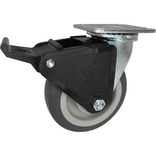 Total Locking Caster, Swivel with Brake, 6-5/16" (160.3375 mm), Rubber, 660 lbs. (300 kg.)