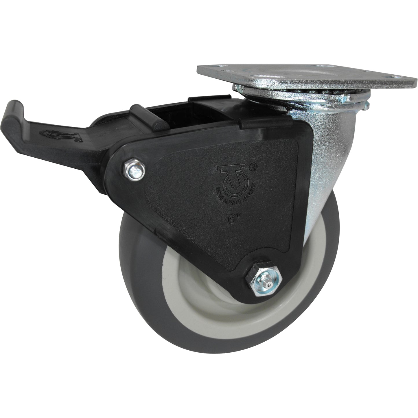 Total Locking Caster, Swivel with Brake, 6" (152.4 mm), Phenolic, 900 lbs. (408 kg.)
