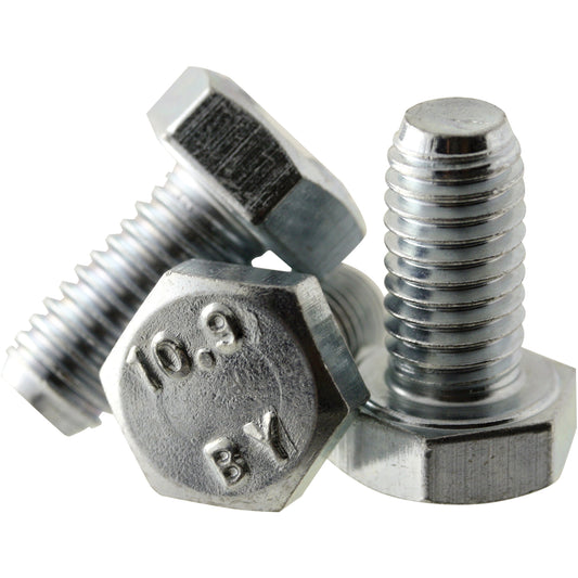 Hex Head Cap Screw, 12 mm Dia., 30 mm L, Plain, Grade Metric 10.9