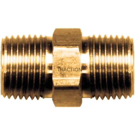 Hex Nipple, Brass, 3/8" x 1/4", NPT x NPT
