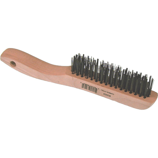 Short Wire Brush, Steel, 4 x 16 Wire Rows, 10" Long