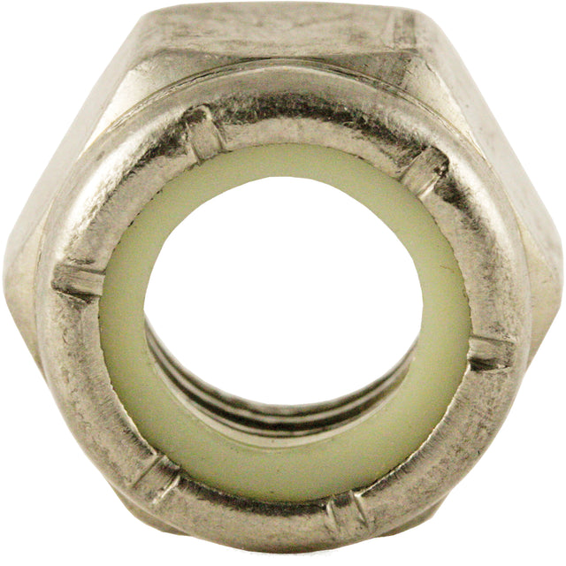 Nylon Lock Nut, 3/8" Dia., Stainless Steel, Coarse