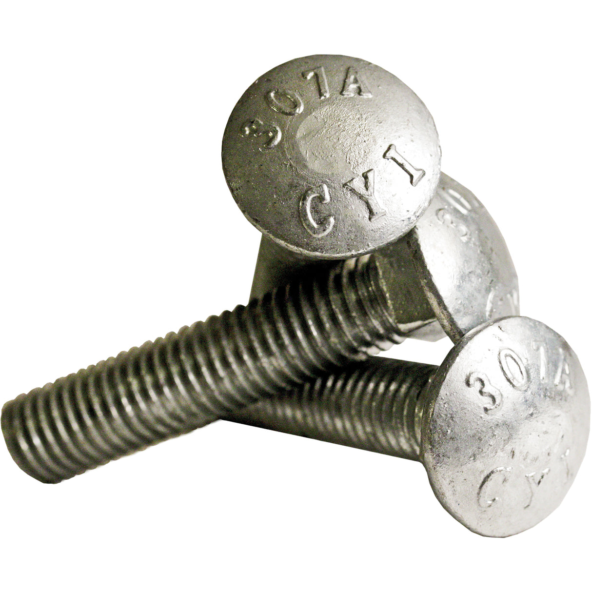 Carriage Bolt Full thread, 5/16" x 2-1/2" L, Galvanized, Coarse