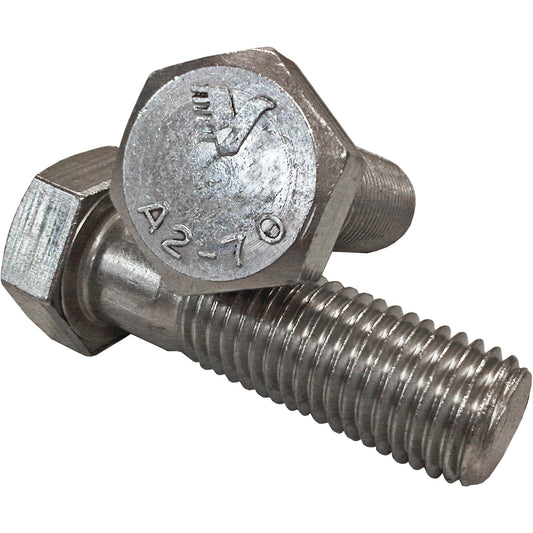Hex Head Cap Screw, 12 mm Dia., 30 mm L, Stainless Steel, Coarse, Grade 18-8 Stainless Steel