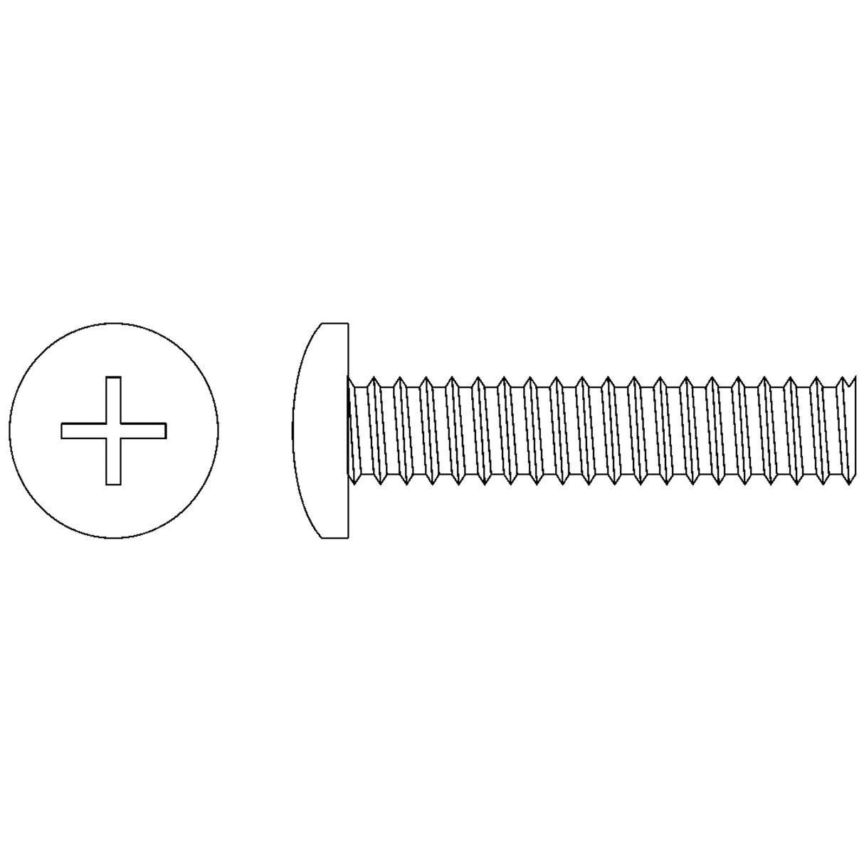 Pan Head Machine Screws, #6-32 x 3/4" L, Zinc Plated