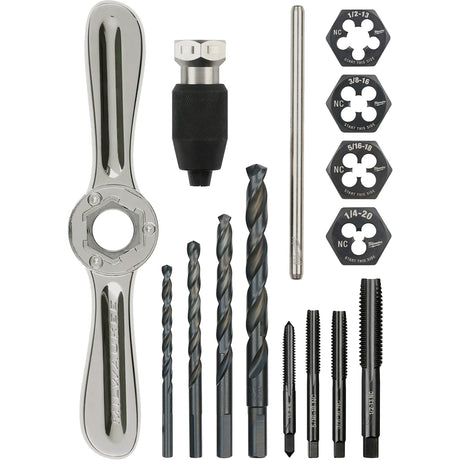 Tap and Die Set with Hex-Lok™ 2-in-1 Handle, 15 Pieces