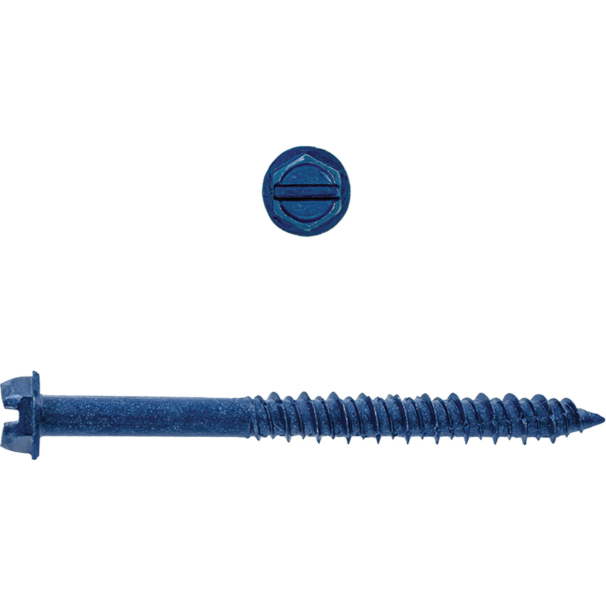 Hex Washer Slot SD Concrete Screws, 3/16" x 1-1/4" L, Zinc Plate