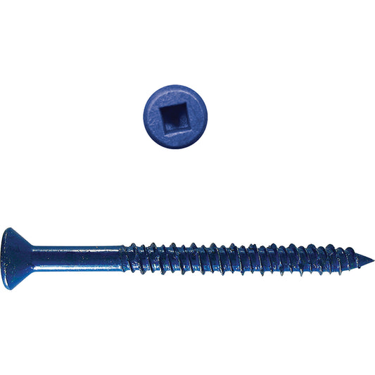 Flat Square HD Concrete Screws, 3/16" x 2-3/4" L, Zinc Plate