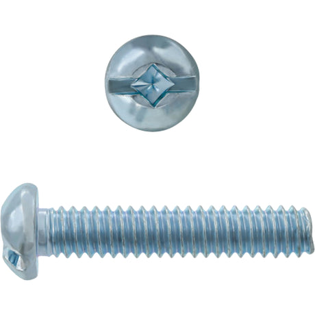 Round Square/Slot HD Machine Screws, #6 x 3" L, Zinc Plated