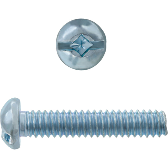 Round Square/Slot HD Machine Screws, #6 x 3" L, Zinc Plated
