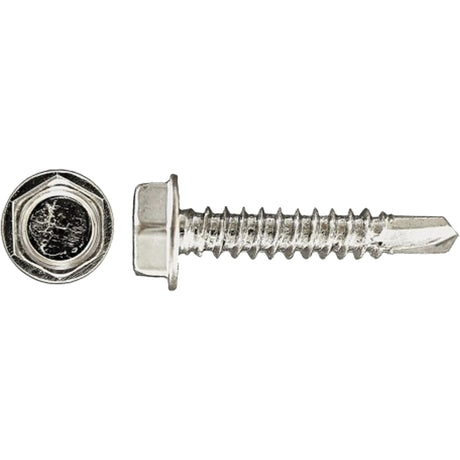100-Piece Drill-X® Hex HD Tapping Screws, #12 Dia., 1-1/4" L, Zinc Plated
