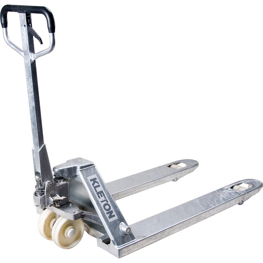 Hydraulic Pallet Trucks, Galvanized, 48" L x 27" W, 5500 lbs. Capacity