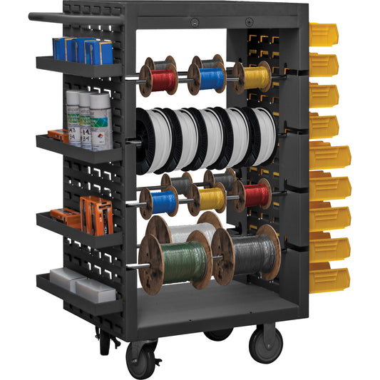 8 Rod Mobile Wire Spool Rack, Steel, 8 Rod, 18-1/8" W x 46-1/16" H x 32-1/4" D, 1200 lbs. Capacity