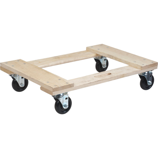 Hardwood Dolly, Polyolefin Wheels, 900 lbs. Capacity, 18" W x 30" D x 7" H