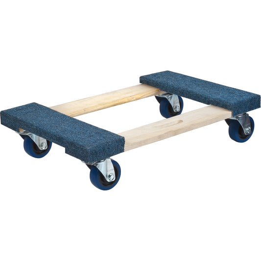 Carpeted Ends Hardwood Dolly, Wood Frame, 18" W x 30" L, 1400 lbs. Capacity