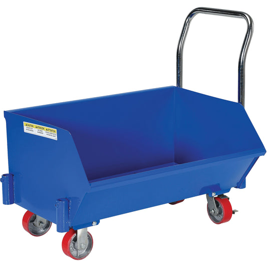 Low Profile Hopper, Steel, 1/4 cu.yd., Blue