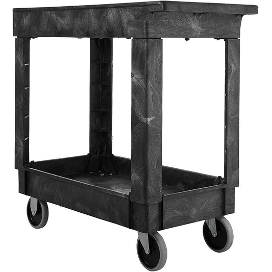 Flat Handle Utility Cart, 2 Tiers, 34" x 31-1/4" x 16", 500 lbs. Capacity