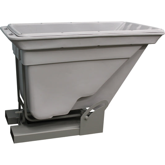 Self Dumping Hopper, Polyethylene, 1 cu.yd., Grey