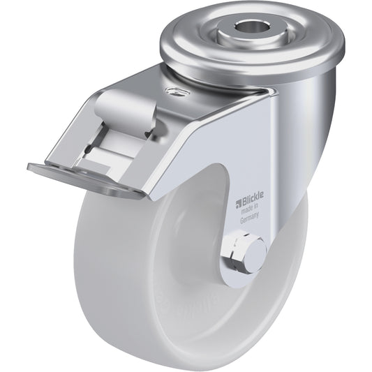 Nylon Caster, Swivel with Brake, 4" Dia., 330 lbs. (149.685 kg.) Capacity