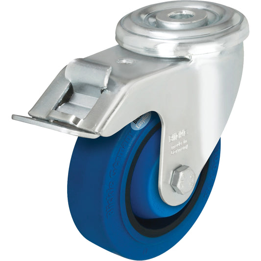 Hard Rubber Caster, Swivel with Brake, 4" Dia., 330 lbs. (149.685 kg.) Capacity