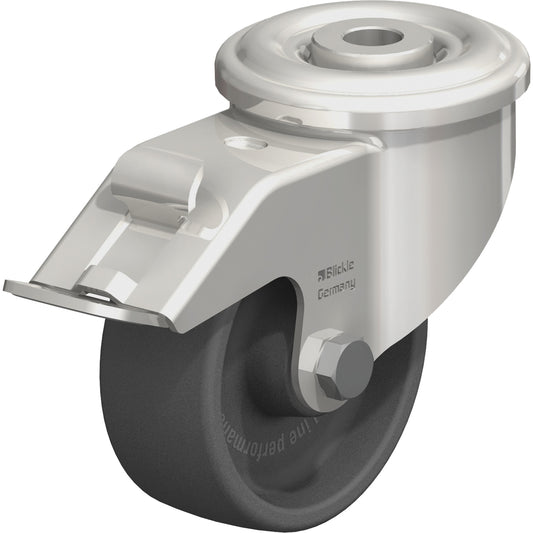 Heat-Resistant Thermoplastic Caster, Swivel with Brake, 3-1/8" (79.375 mm) Dia., 330 lbs. (149.685 kg.) Capacity