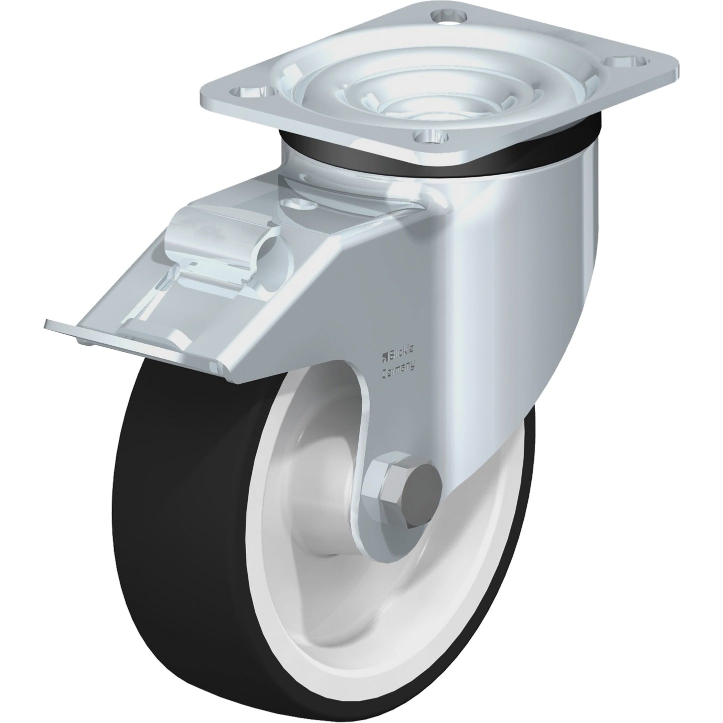 Caster, Swivel with Brake, 5" (127 mm), Polyurethane, 770 lbs. (349 kg.)