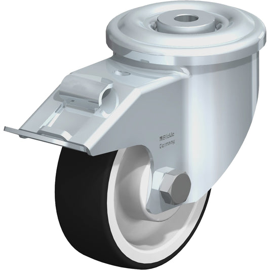Polyurethane Caster, Swivel with Brake, 4" Dia., 660 lbs. (299.371 kg.) Capacity