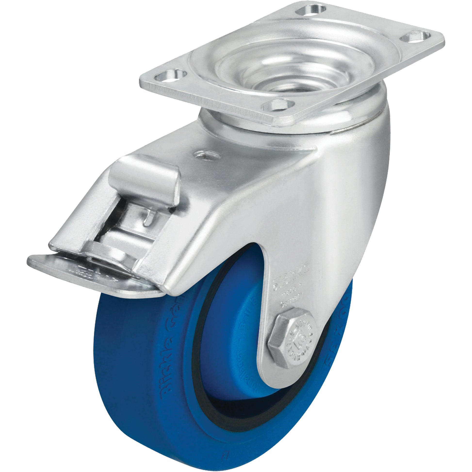 Caster, Swivel with Brake, 4" (101.6 mm), Hard Rubber, 400 lbs. (181 kg.)