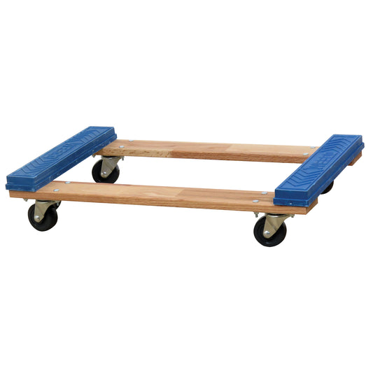 Open Deck Rubber Ends Dolly, Wood Frame, 18" W x 30" D x 6" H, 900 lbs. Capacity
