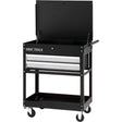 Utility Cart, 2 Drawers, 30-1/4" L x 19" W x 35-3/4" H, Black