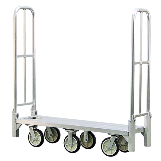 Aluminum U-Boat Folding Bulk Delivery Cart, 18" W x 61" L, 1200 lbs. Cap., Polyurethane Wheels