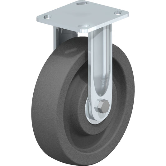 Impact-Resistant Caster, Rigid, 8" (203.2 mm), Nylon, 1250 lbs. (567 kg.)