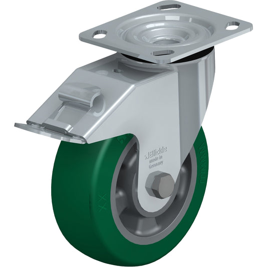 High-QualityCaster, Swivel with Brake, 6" (152.4 mm), Polyurethane Elastomer, 660 lbs. (300 kg.)