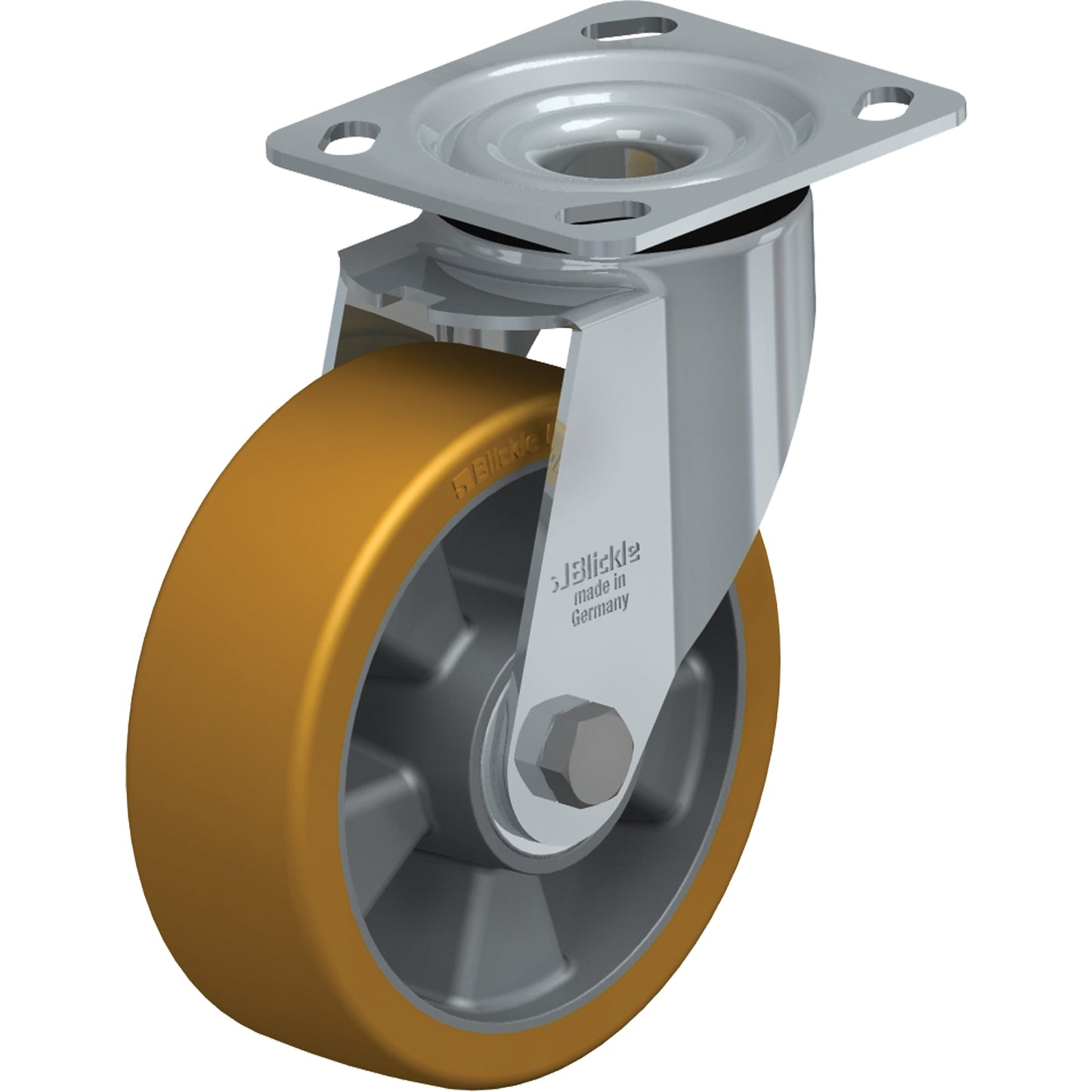 High-Quality Caster, Swivel, 6" (152.4 mm), Polyurethane Elastomer, 660 lbs. (300 kg.)