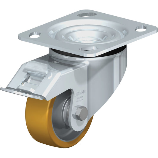 High-Quality Caster, Swivel with Brake, 3-1/8" (79.5 mm), Polyurethane Elastomer, 395 lbs. (180 kg.)
