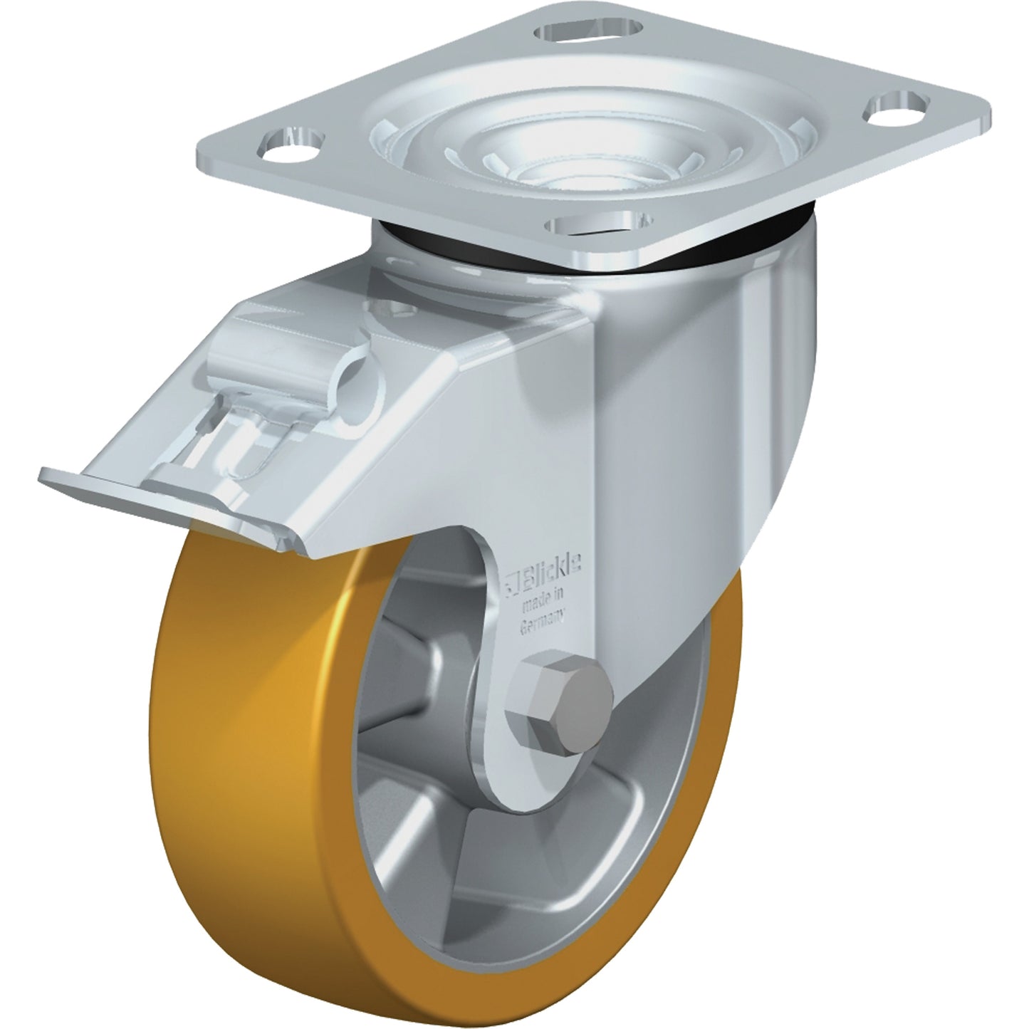 High-Quality Caster, Swivel with Brake, 5" (127 mm), Polyurethane Elastomer, 770 lbs. (349 kg.)