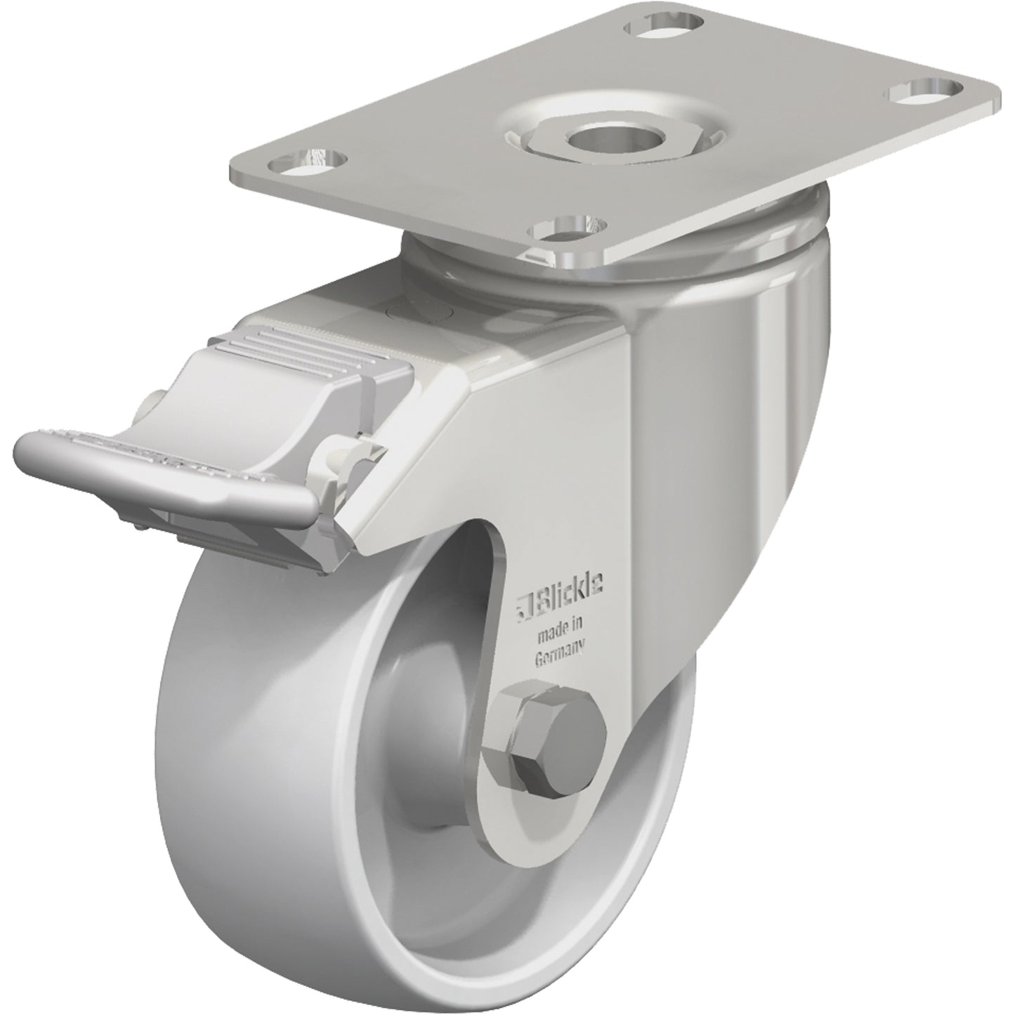 Caster, Swivel with Brake, 3-1/8" (79.5 mm), Nylon, 265 lbs. (120 kg.)