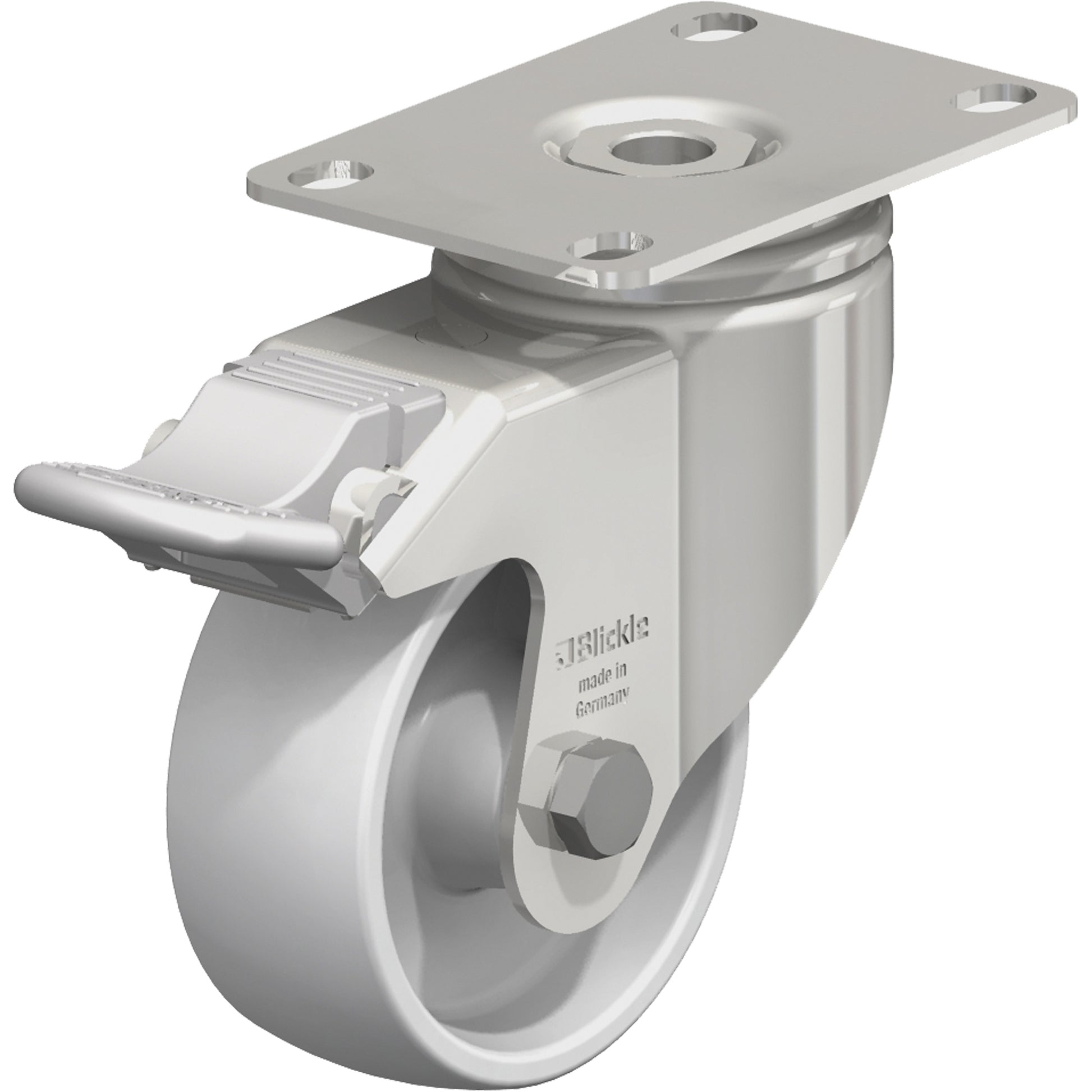 Caster, Swivel with Brake, 3-1/8" (79.5 mm), Nylon, 265 lbs. (120 kg.)