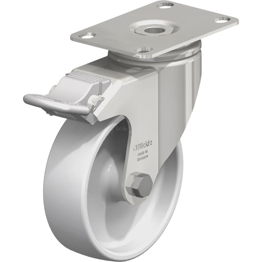 Caster, Swivel with Brake, 4" (101.6 mm), Nylon, 265 lbs. (120 kg.)
