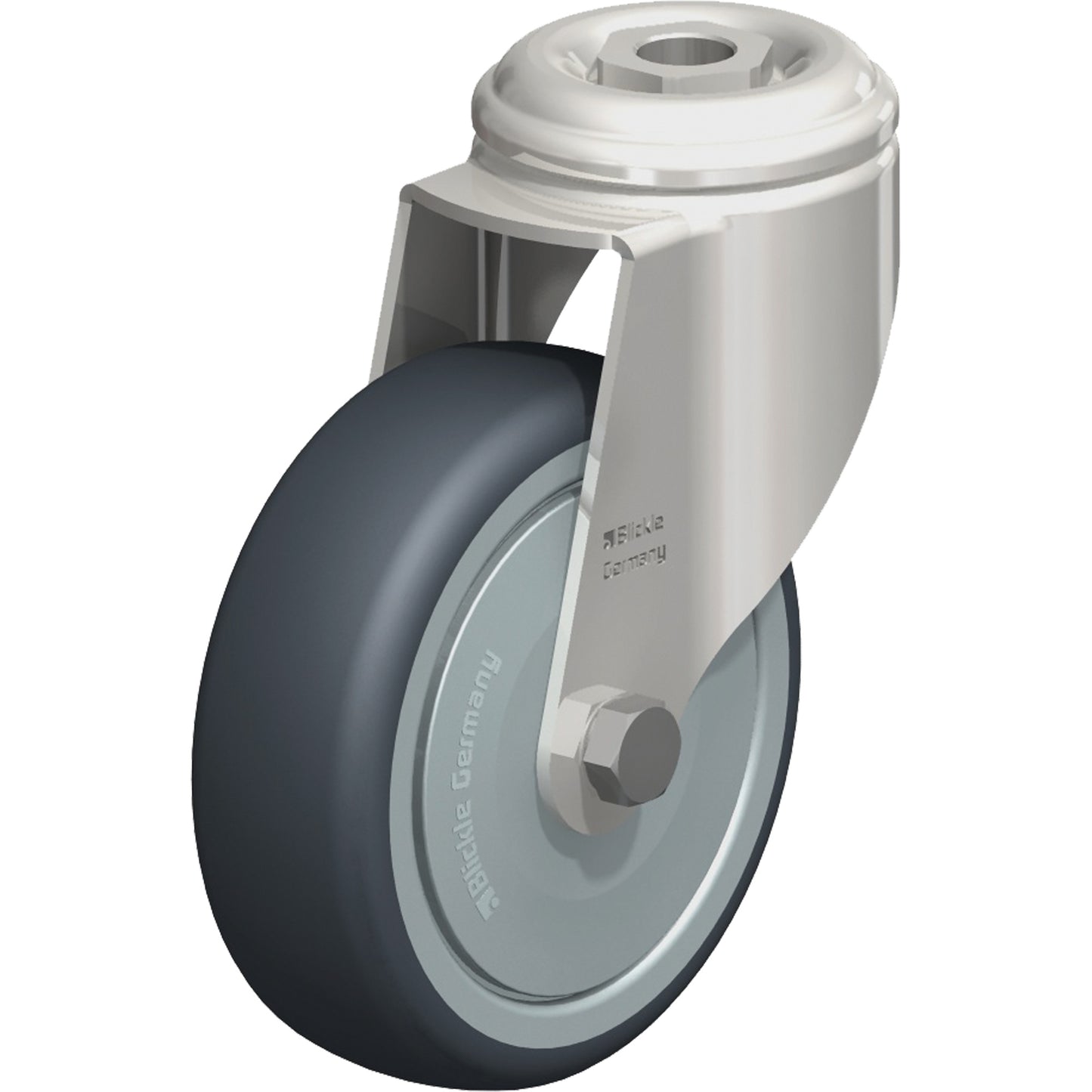 Stainless Steel Thermoplastic Elastomer Caster, Swivel, 4" (102 mm) Dia., 240 lbs. (108 kg.) Capacity