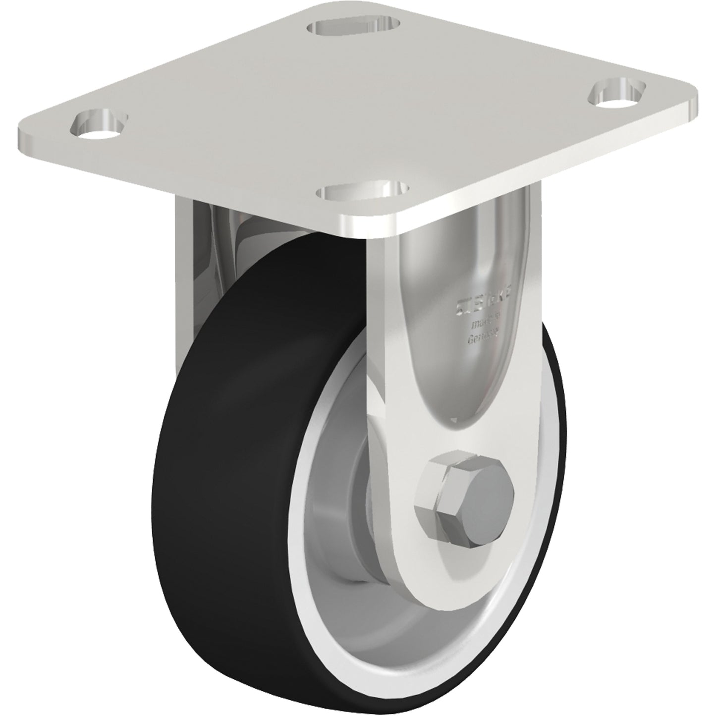Caster, Rigid, 4" (101.6 mm), Rubber, 330 lbs. (150 kg.)