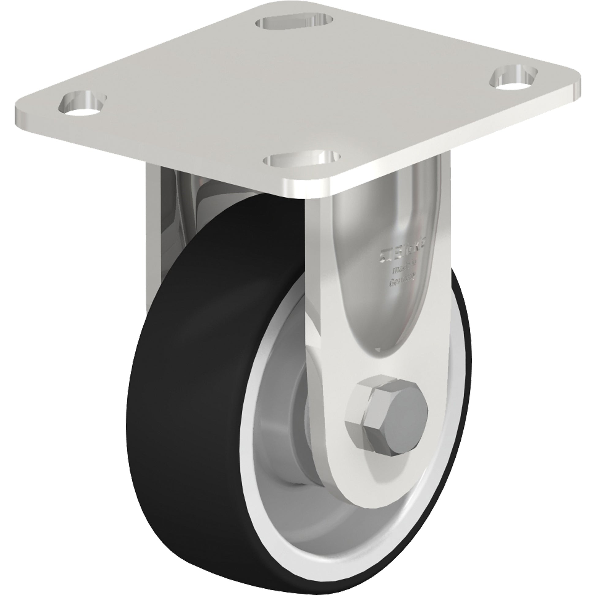 Caster, Rigid, 4" (101.6 mm), Rubber, 330 lbs. (150 kg.)